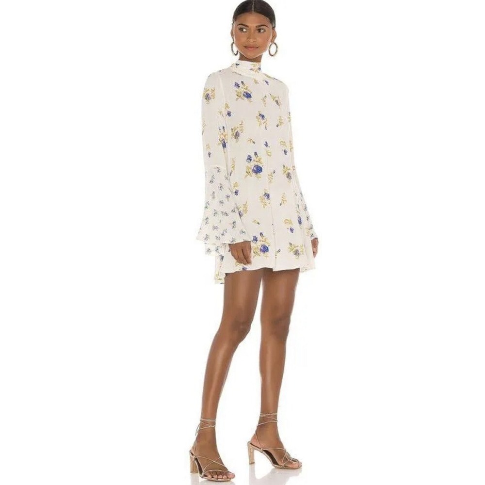 Free People Tate Mock-Neck Tunic Ivory Combo L dress A007030